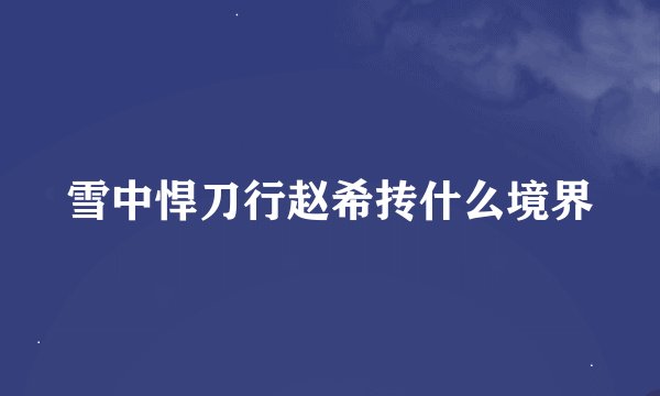 雪中悍刀行赵希抟什么境界