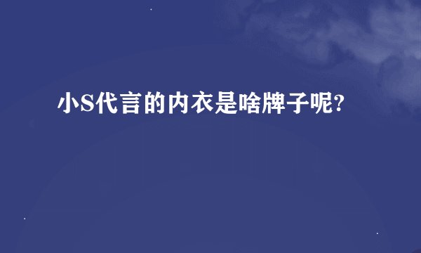 小S代言的内衣是啥牌子呢?