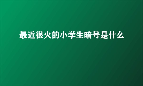 最近很火的小学生暗号是什么
