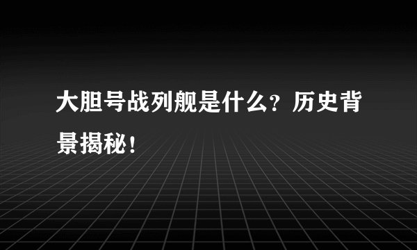 大胆号战列舰是什么？历史背景揭秘！
