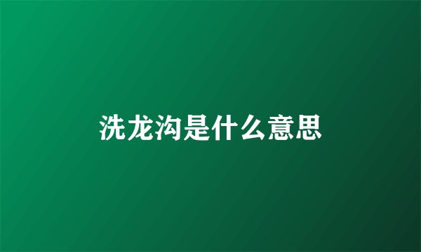 洗龙沟是什么意思