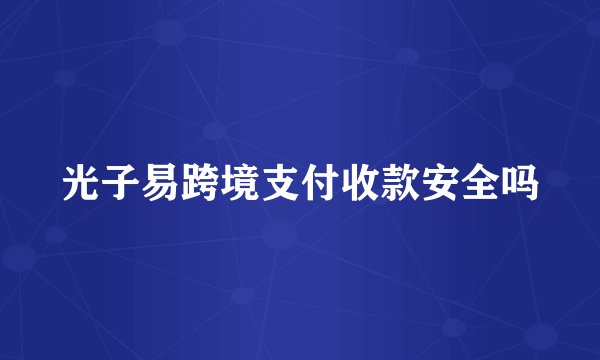 光子易跨境支付收款安全吗