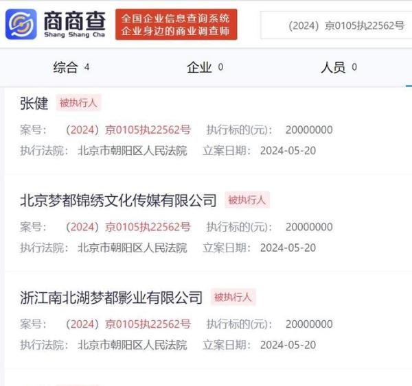 张若昀的父亲被强制执行2000万
