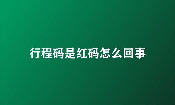 行程码是红码怎么回事
