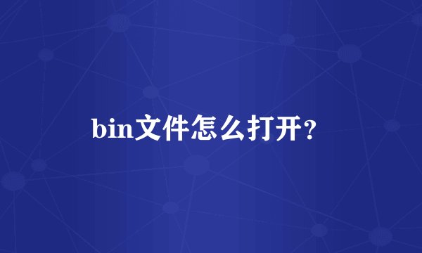 bin文件怎么打开？