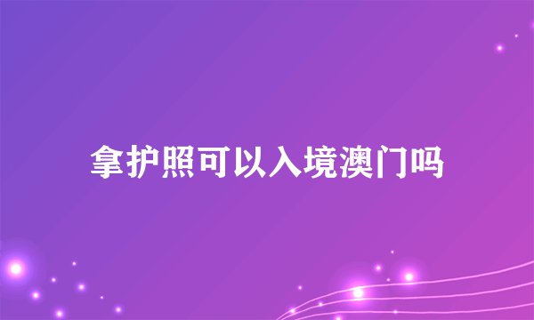 拿护照可以入境澳门吗