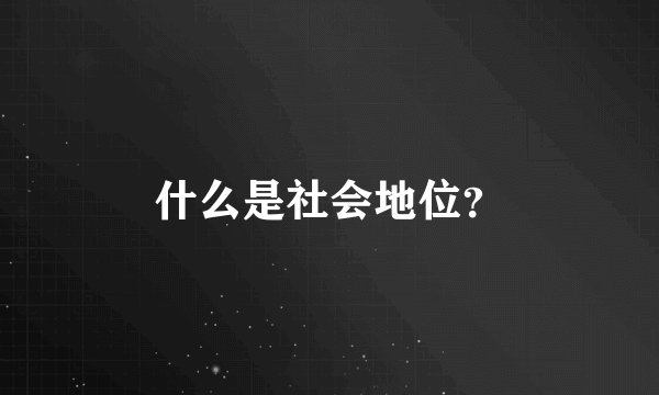 什么是社会地位？