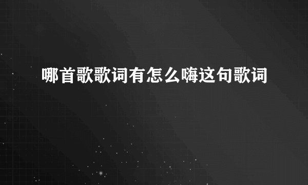 哪首歌歌词有怎么嗨这句歌词