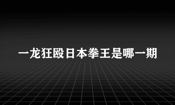 一龙狂殴日本拳王是哪一期
