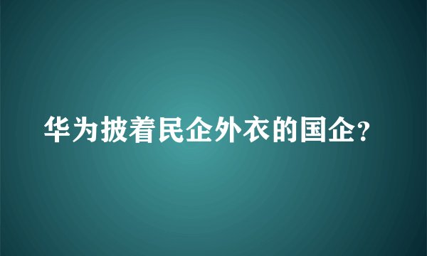 华为披着民企外衣的国企？
