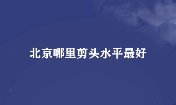 北京哪里剪头水平最好