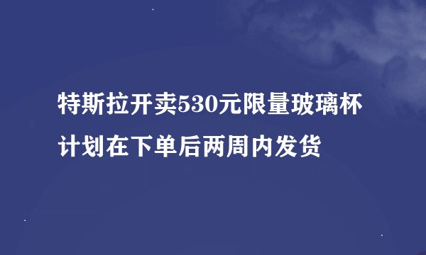 特斯拉开卖530元限量玻璃杯 计划在下单后两周内发货