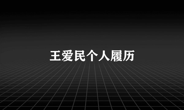 王爱民个人履历