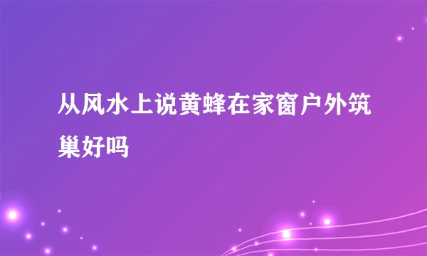 从风水上说黄蜂在家窗户外筑巢好吗