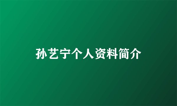 孙艺宁个人资料简介