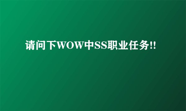 请问下WOW中SS职业任务!!