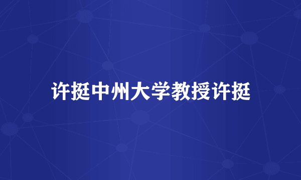 许挺中州大学教授许挺
