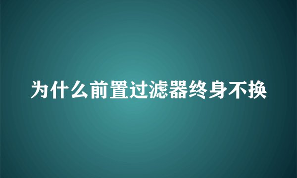 为什么前置过滤器终身不换