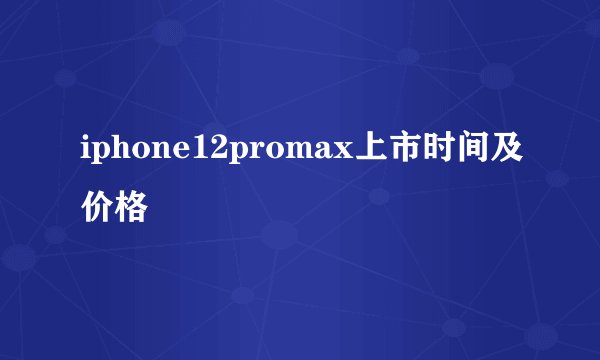 iphone12promax上市时间及价格