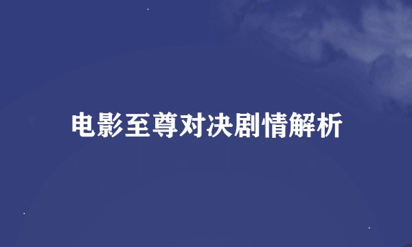 电影至尊对决剧情解析