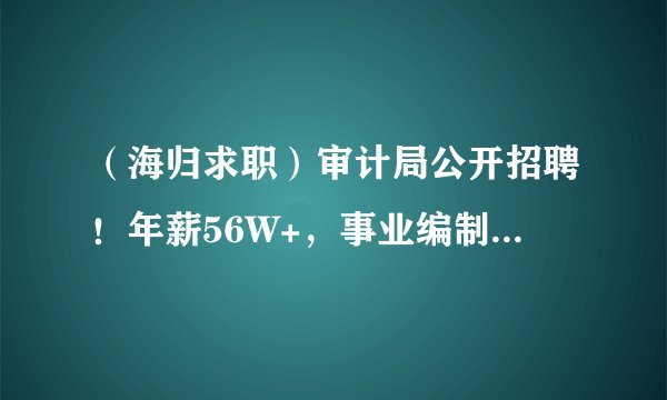 （海归求职）审计局公开招聘！年薪56W+，事业编制待遇，有审计津贴+年终奖，不怎么加班。。。