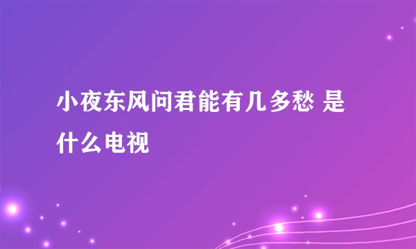 小夜东风问君能有几多愁 是什么电视