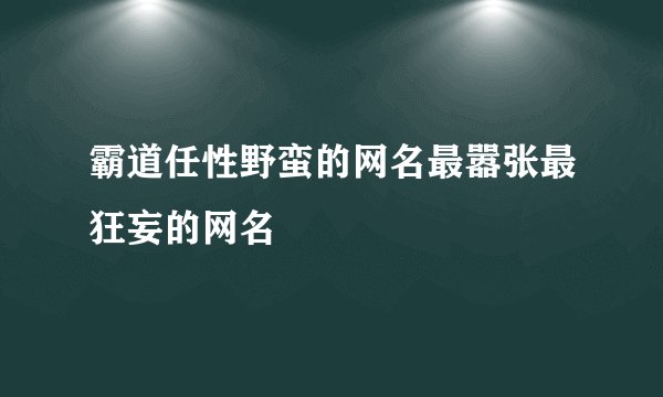霸道任性野蛮的网名最嚣张最狂妄的网名