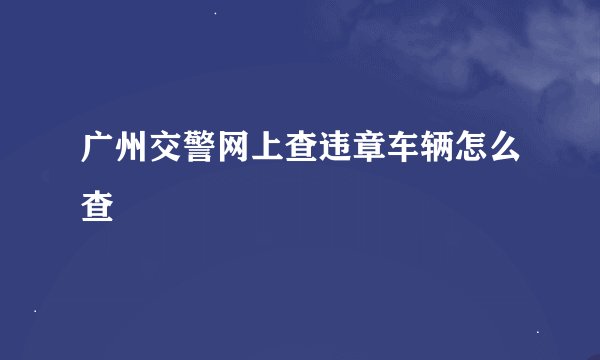 广州交警网上查违章车辆怎么查