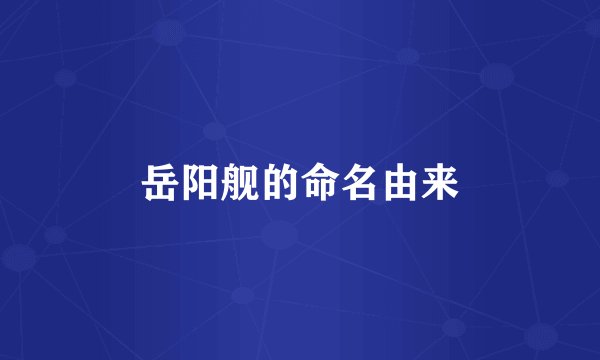 岳阳舰的命名由来