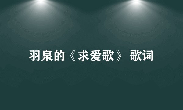 羽泉的《求爱歌》 歌词