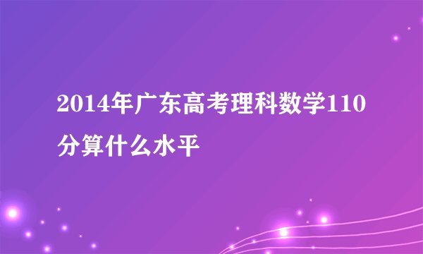 2014年广东高考理科数学110分算什么水平