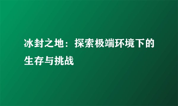 冰封之地：探索极端环境下的生存与挑战
