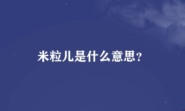 米粒儿是什么意思？