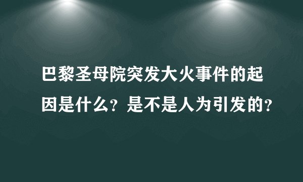 巴黎圣母院突发大火事件的起因是什么？是不是人为引发的？
