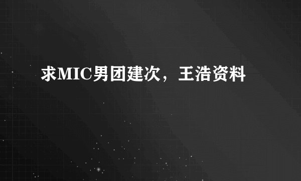 求MIC男团建次，王浩资料
