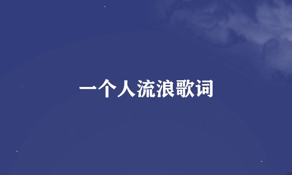 一个人流浪歌词