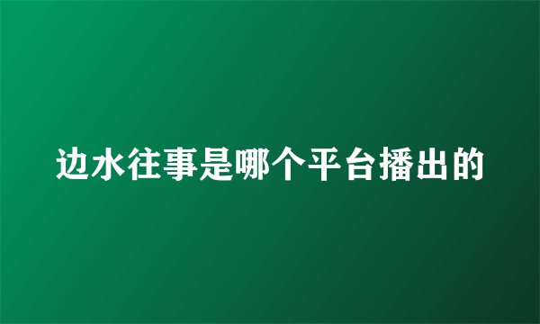 边水往事是哪个平台播出的