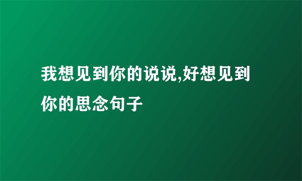 我想见到你的说说,好想见到你的思念句子