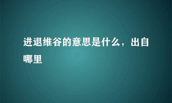 进退维谷的意思是什么,出自哪里
