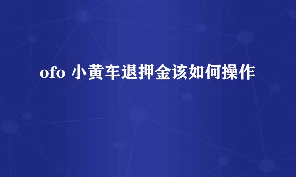 ofo 小黄车退押金该如何操作