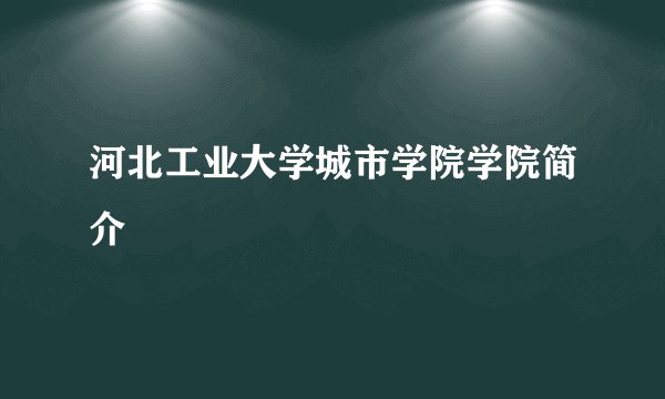 河北工业大学城市学院学院简介