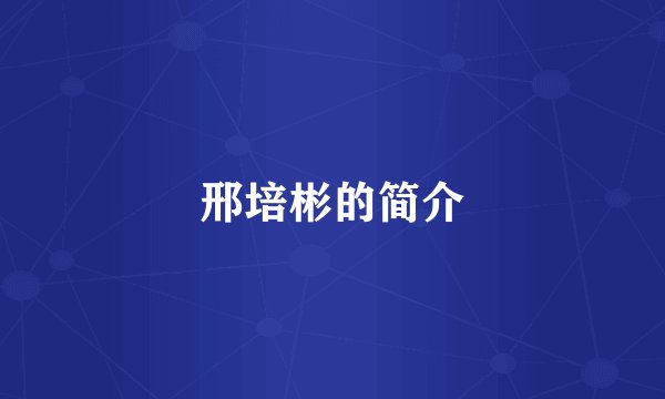 邢培彬的简介