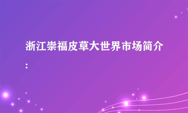 浙江崇福皮草大世界市场简介: