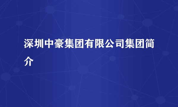 深圳中豪集团有限公司集团简介