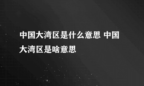 中国大湾区是什么意思 中国大湾区是啥意思