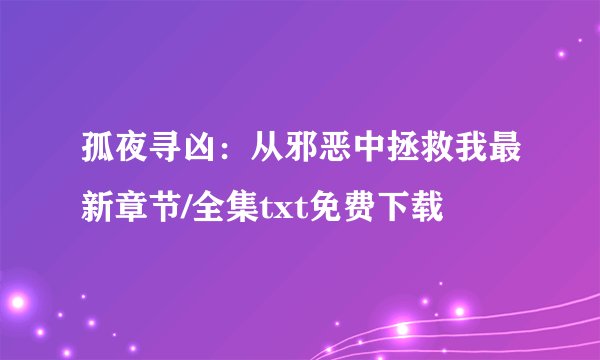 孤夜寻凶：从邪恶中拯救我最新章节/全集txt免费下载