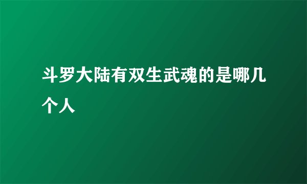 斗罗大陆有双生武魂的是哪几个人