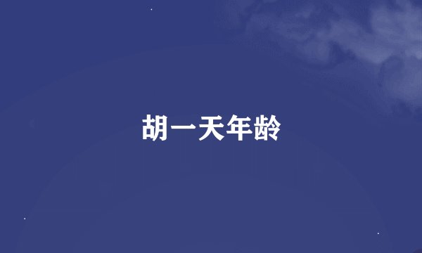 胡一天年龄