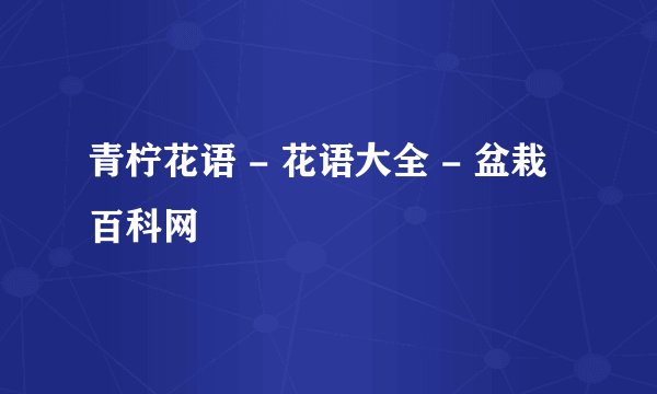 青柠花语 - 花语大全 - 盆栽百科网