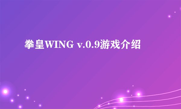 拳皇WING v.0.9游戏介绍